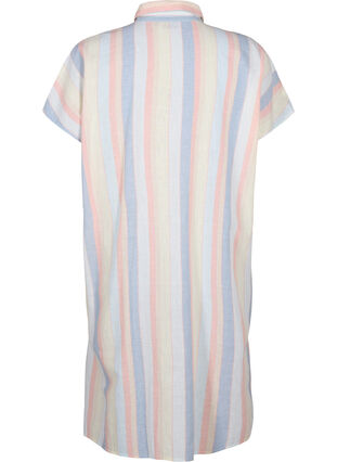 Langes Hemd aus Baumwollmischung mit Leinen, Multi Color Stripe, Packshot image number 1