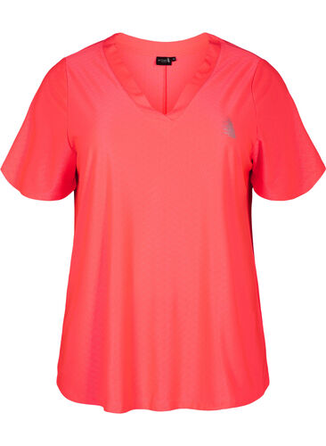 Trainings-T-Shirt mit V-Ausschnitt und Muster, Fyring Coral ASS, Packshot image number 0