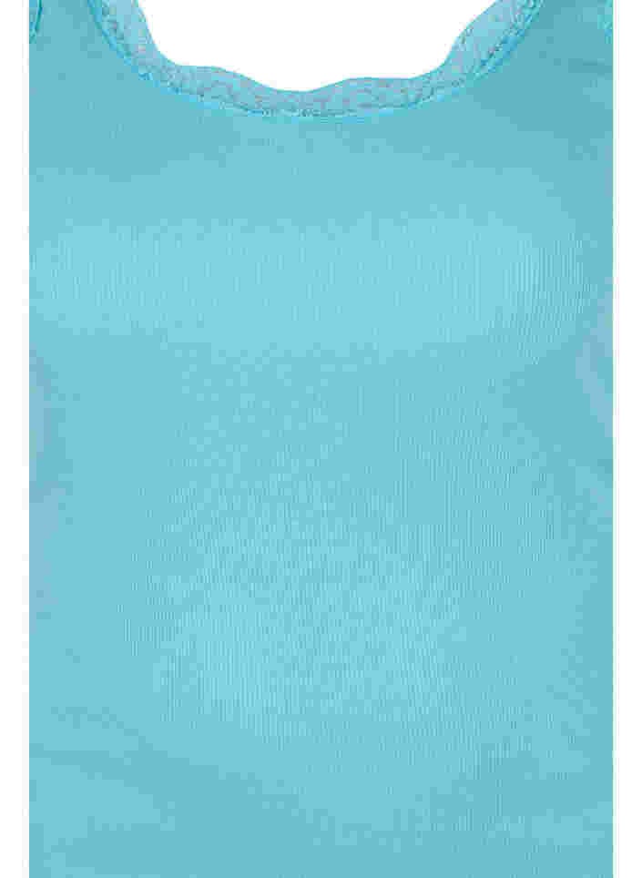 Top mit Spitzensaum, Aqua Sea, Packshot image number 2