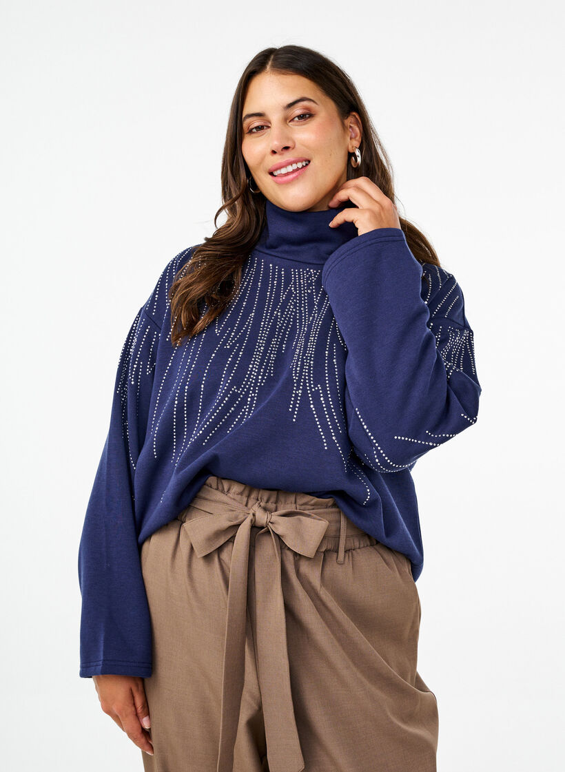 Sweatshirt mit Stehkragen und Strasssteinen, Naval Academy, Model image number 0