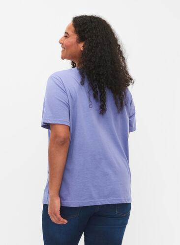Kurzärmeliges T-Shirt mit V-Ausschnitt, Lavender Viloet, Model image number 1