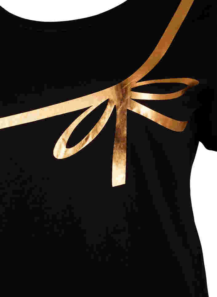 Weihnachts-T-Shirt aus Baumwolle, Black Copper Bow, Packshot image number 2