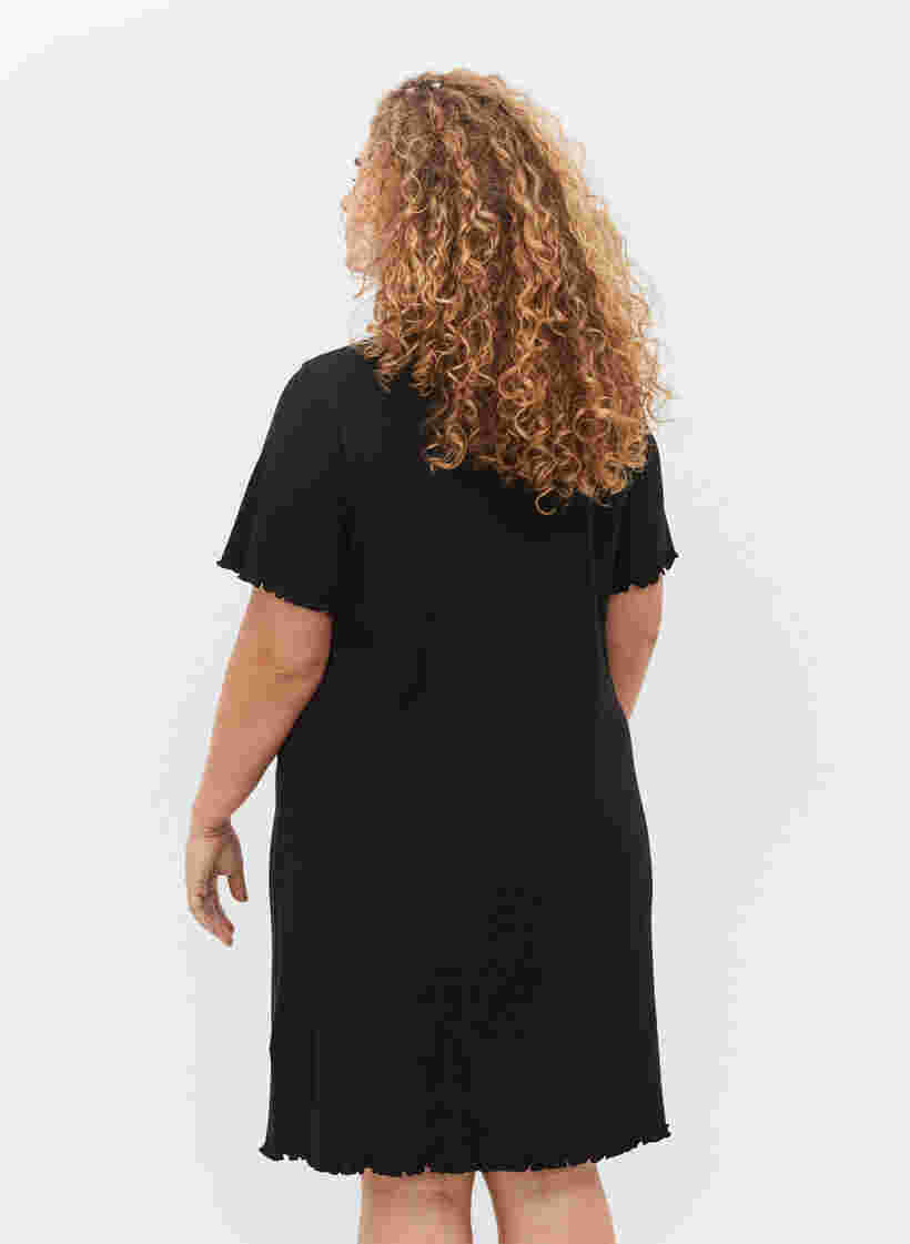 Kurzärmeliges Nachthemd mit Spitze, Black, Model image number 1