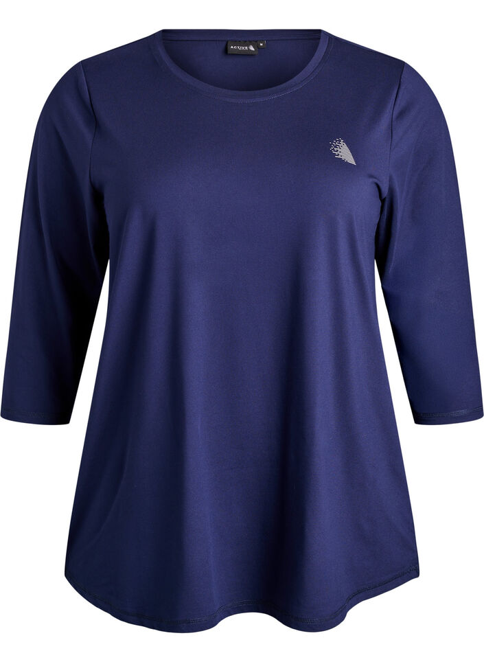Trainingsshirt mit 3/4-&Auml;rmeln, Blau, Packshot image number 0
