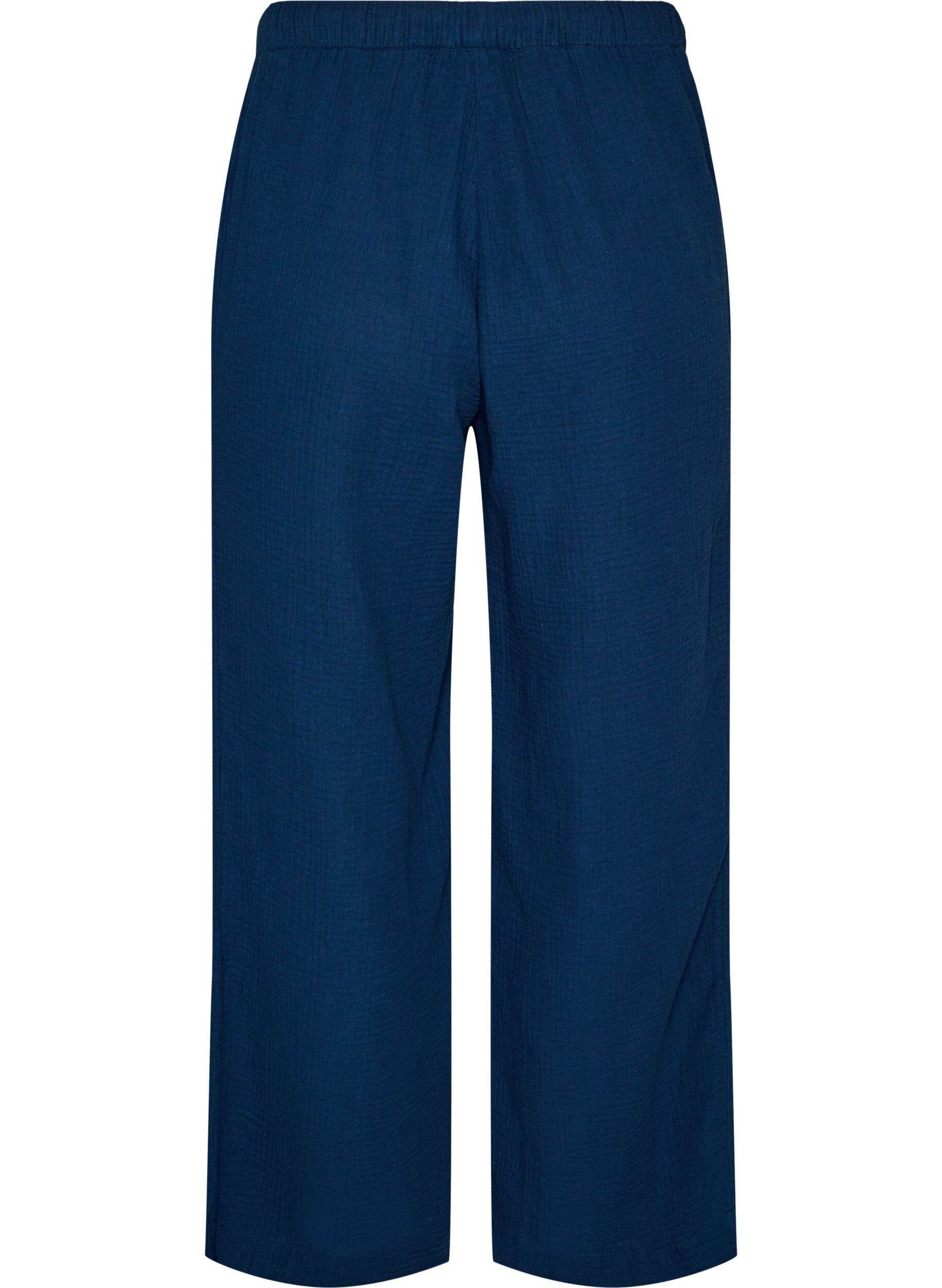 ZizziLockere Pyjamahose aus Baumwoll-Musselin, Blau, Packshot image number 1