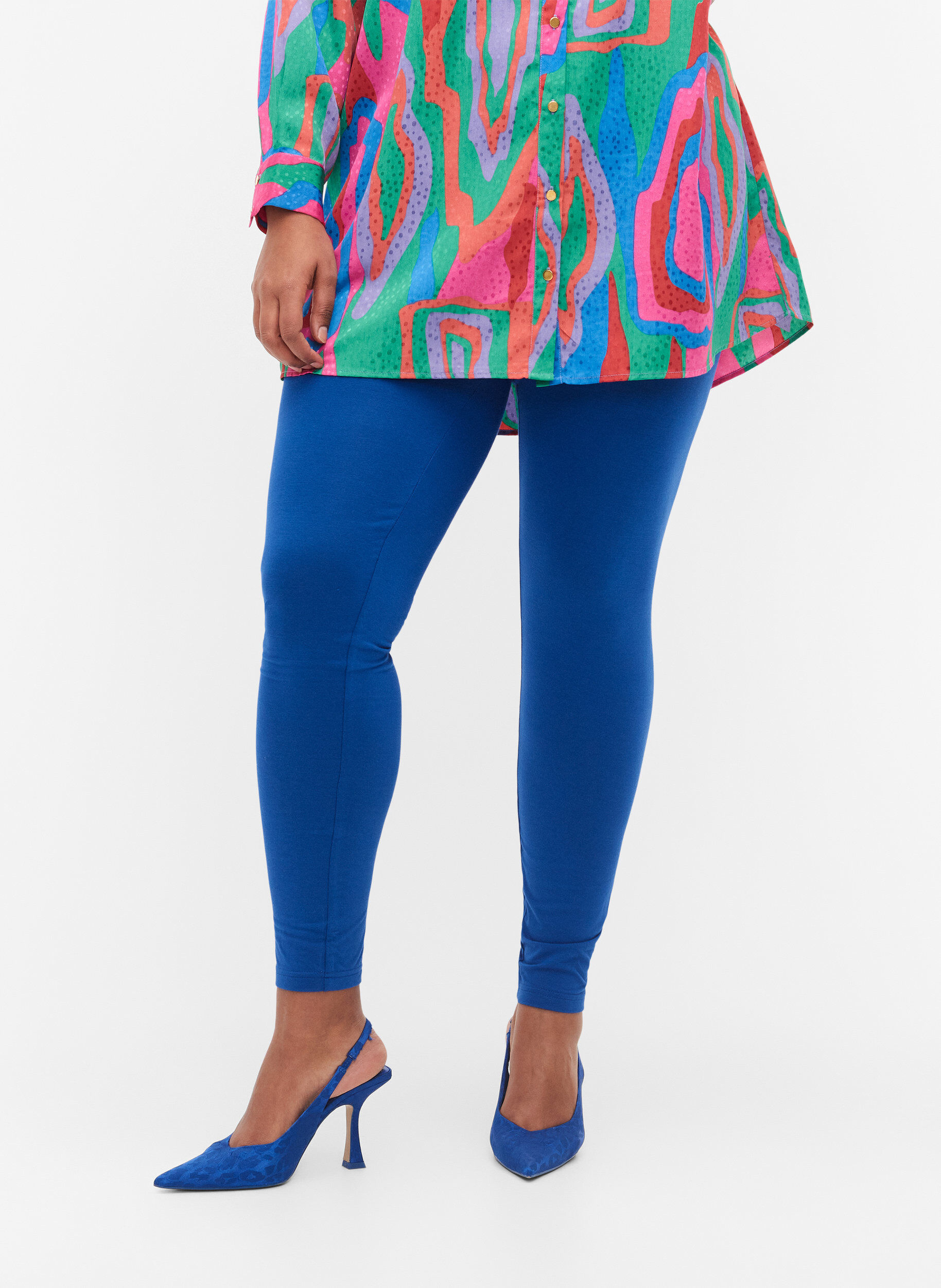 ZizziBasic-Leggings aus Viskose, Blau, Model image number 3