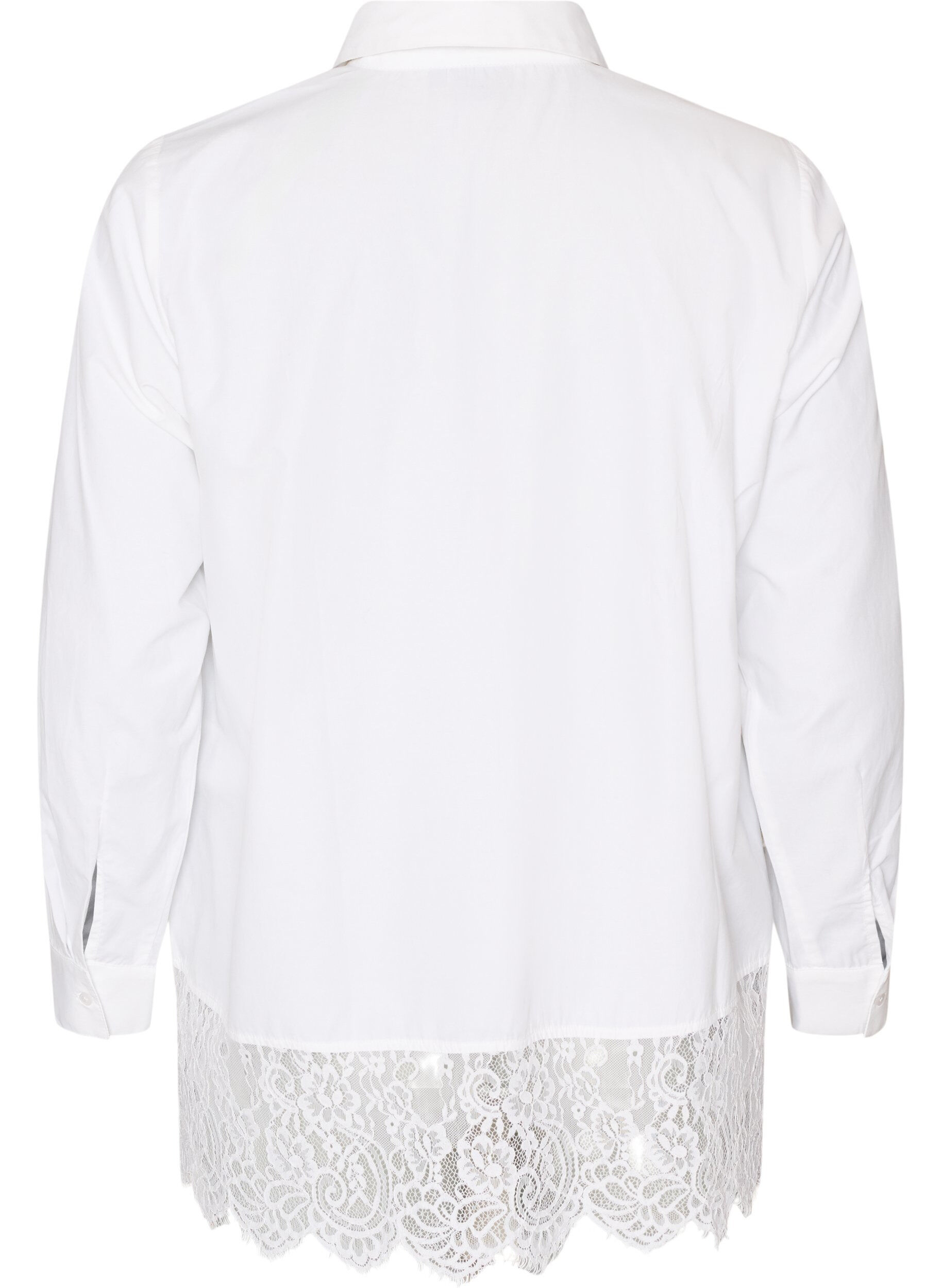 ZizziLockere Bluse mit breiter Spitze, Wei&szlig;, Packshot image number 1