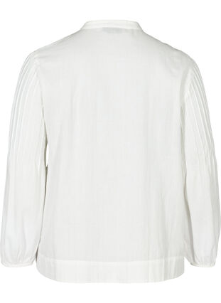 Langarm Bluse aus Baumwolle, Bright White, Packshot image number 1