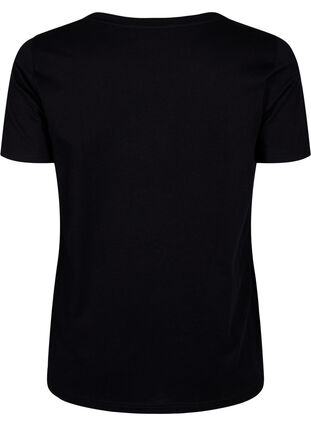 Baumwoll-T-Shirt mit Motiv, Black w. Flower, Packshot image number 1