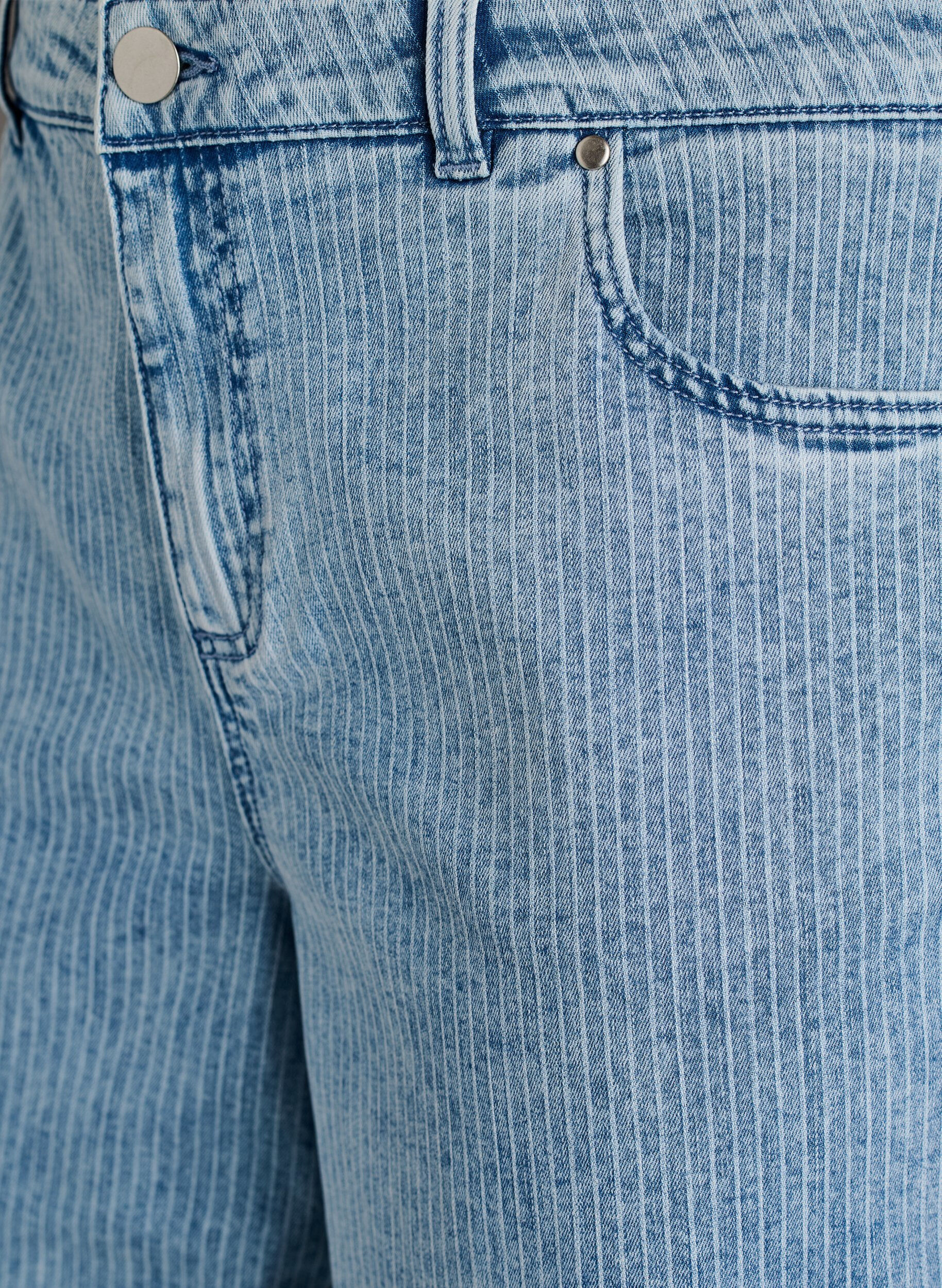 Zizzi Culotte-Jeans mit Nadelstreifen und weitem Bein, Blau, Packshot image number 2