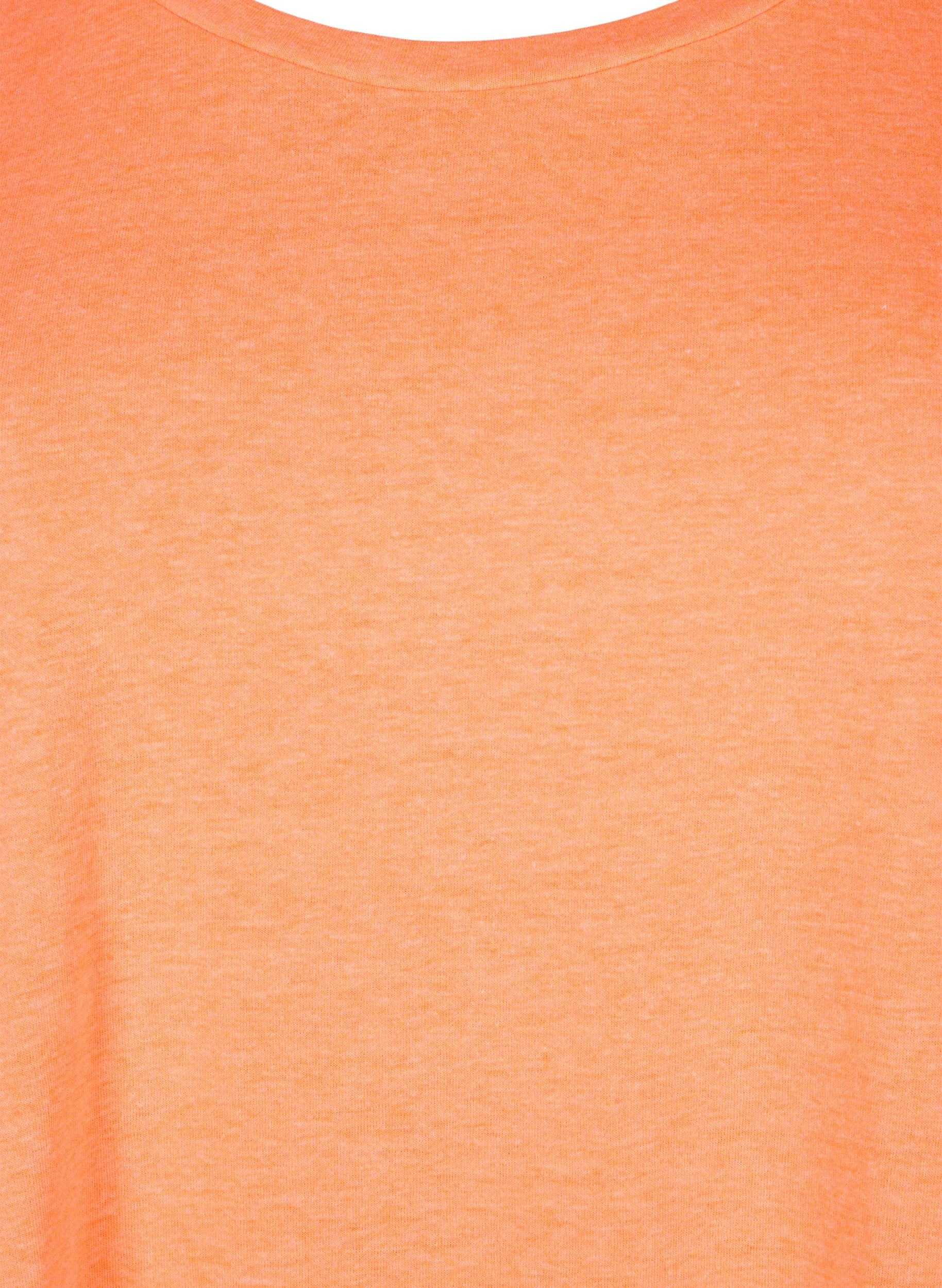 Zizzi Neonfarbenes T-Shirt aus Baumwolle, Orange, Packshot image number 2