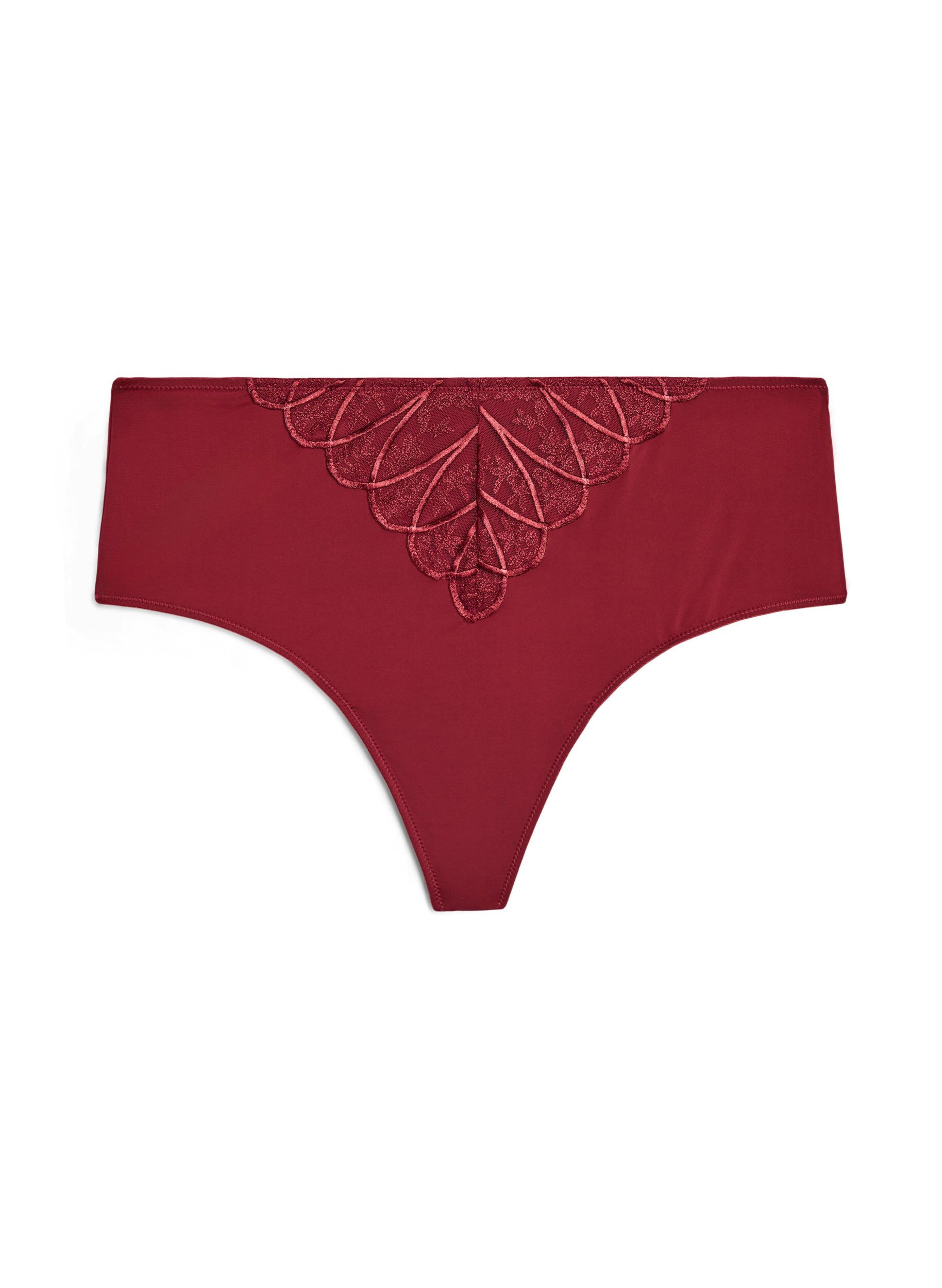 Zizzi Hipster-String aus Mikrofaser mit Spitzendetails, Dunkles Bordeaux, Packshot image number 0