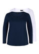 2er-Pack Basic-Bluse aus Baumwolle, Navy B/B White, Packshot image number 4