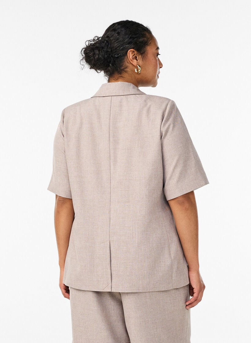 Blazer mit kurzen &Auml;rmeln und Revers, Braun, Model image number 2