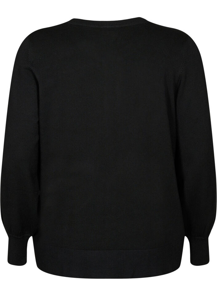 Strickjacke mit Rundhalsausschnitt und Kn&ouml;pfen, Schwarz, Packshot image number 1