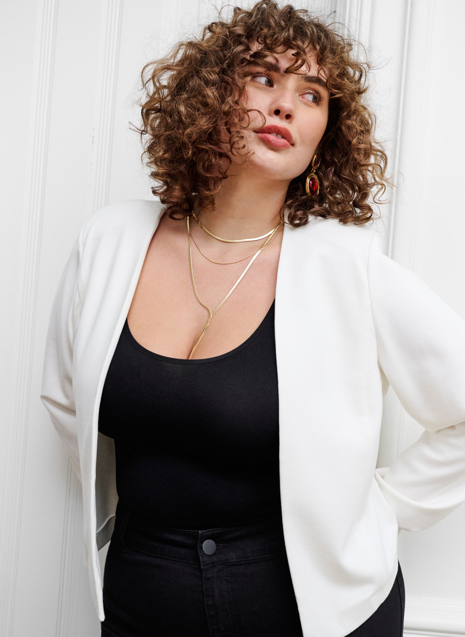 Zizzi Kurzer Blazer ohne Verschluss, Cloud Dancer, Image image number 0