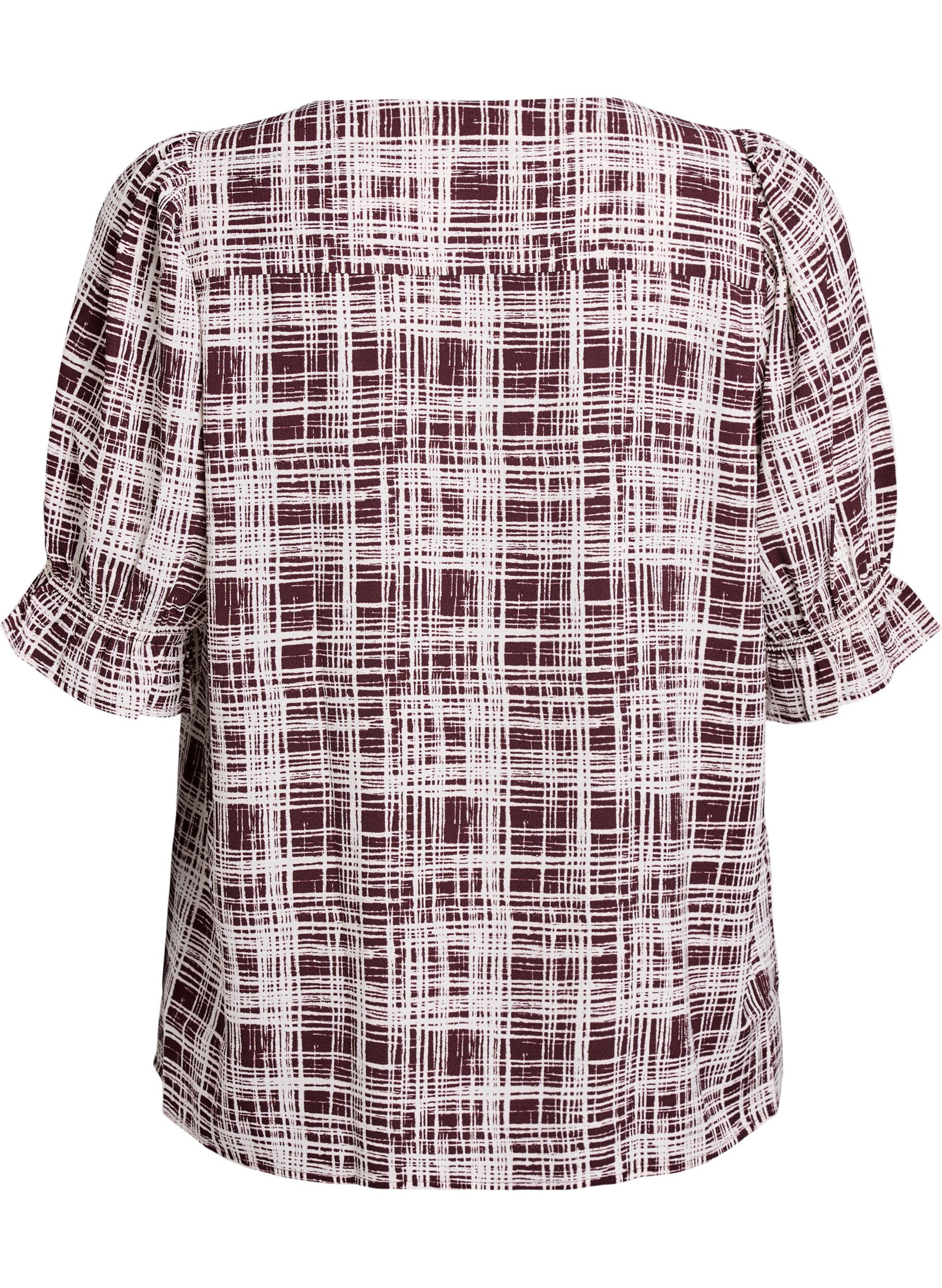 Zizzi Bluse mit 1/2 &Auml;rmeln, Dunkles Bordeaux, Packshot image number 1