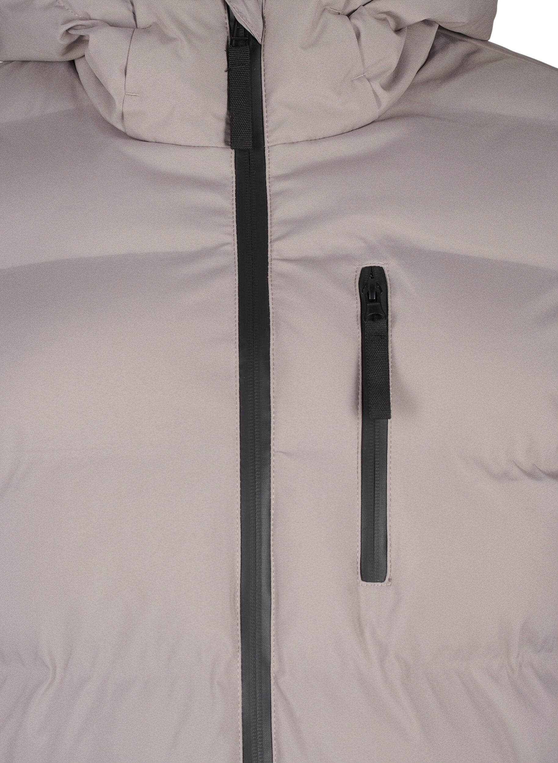 Zizzi Puffermantel mit Kapuze und Taschen, Beige, Packshot image number 2