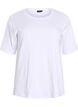 Bluse aus geripptem Jersey mit kurzen &Auml;rmeln, Wei&szlig;, Packshot image number 0
