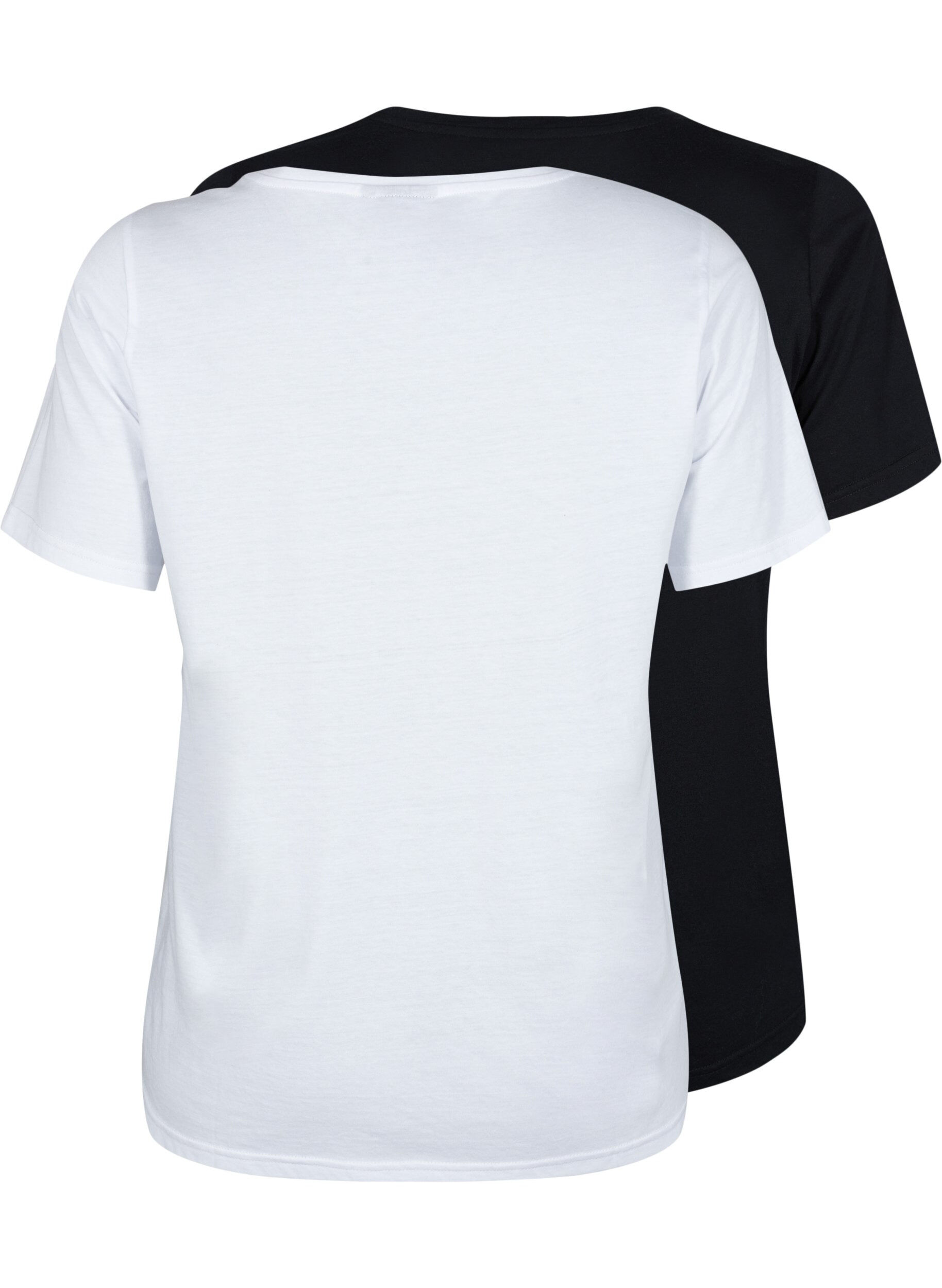 Zizzi FLASH - 2er-Pack T-Shirts mit Rundhalsausschnitt, White/Black, Packshot image number 1