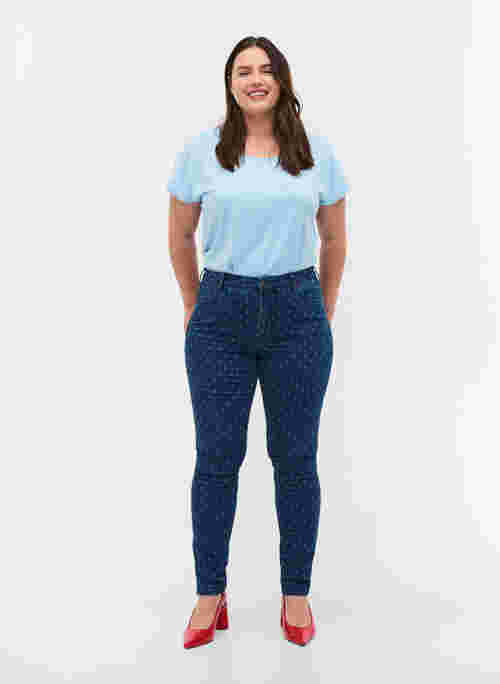 Super slim Amy Jeans mit Printdetails