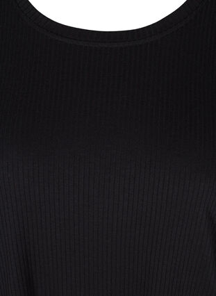 Kurzarm T-Shirt in Rippqualität, Black, Packshot image number 2