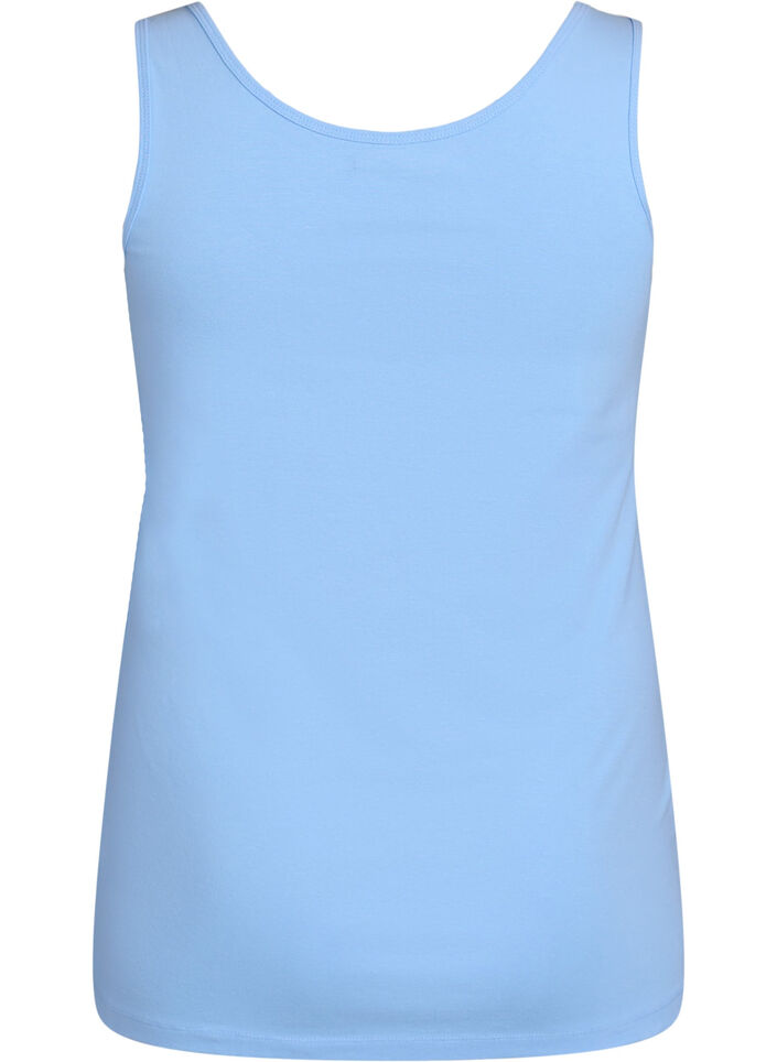 Solide Farbe Grundoberteil aus Baumwolle, Blau, Packshot image number 1