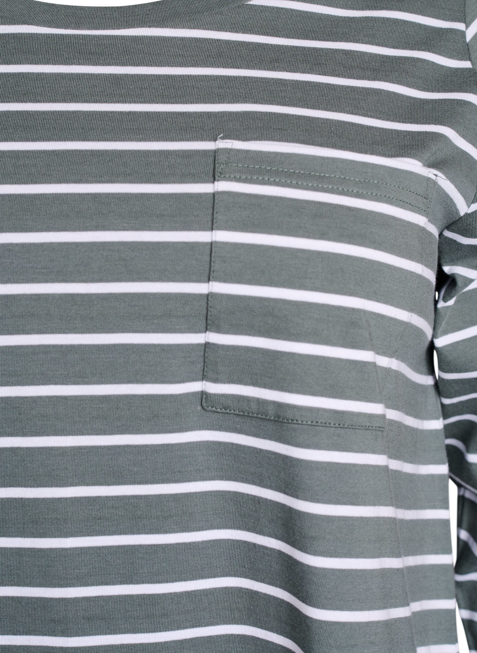 Zizzi Gestreiftes Nachthemd aus Bio-Baumwolle, Gr&uuml;n, Packshot image number 2