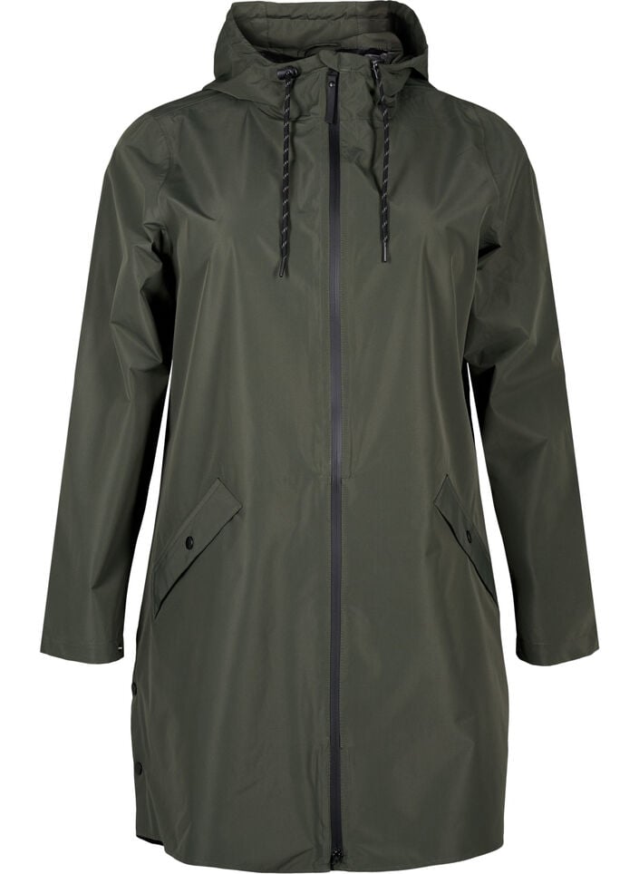 Regenjacke mit Taschen und Kapuze, Gr&uuml;n, Packshot image number 0