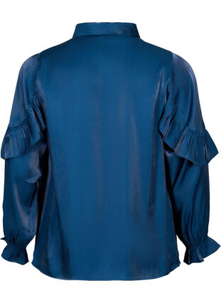 Viskose-Shirt mit Rüschen, Titan, Packshot image number 1