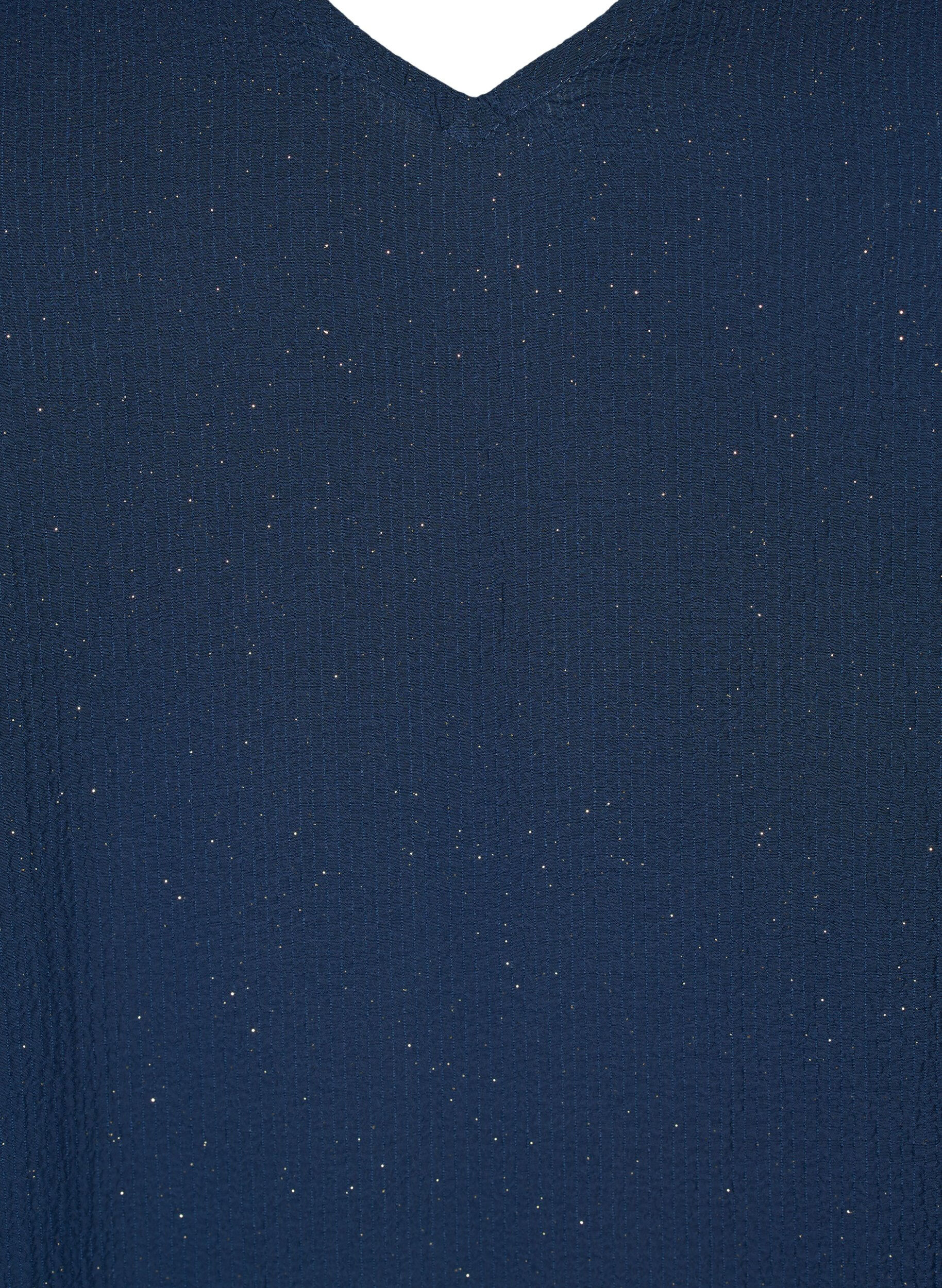 Zizzi FLASH &ndash; Langarmkleid mit Glitzer, Navy w. Gold , Packshot image number 2