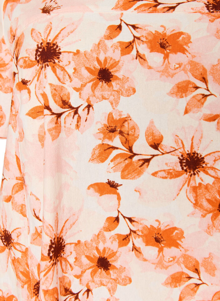 Kurz&auml;rmliges Baumwollkleid mit Aufdruck, Orange, Packshot image number 2