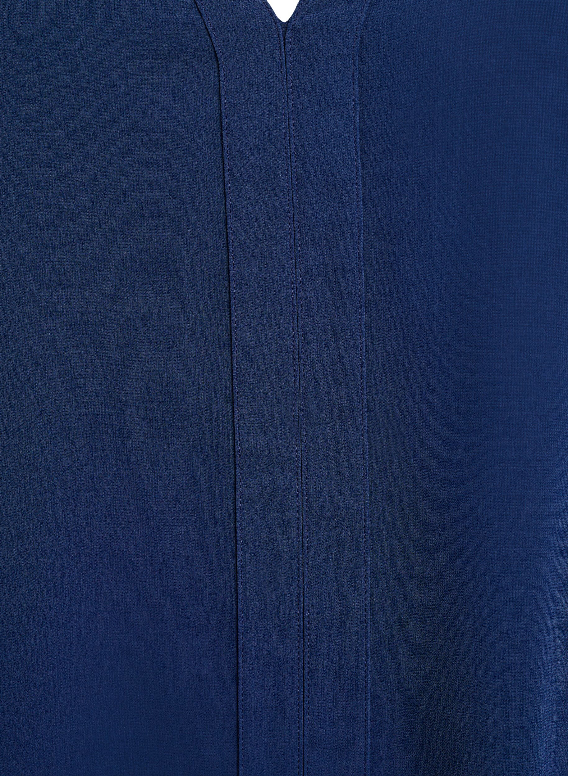 Zizzi Bluse mit transparenten &Auml;rmeln und Smok, Blau, Packshot image number 2