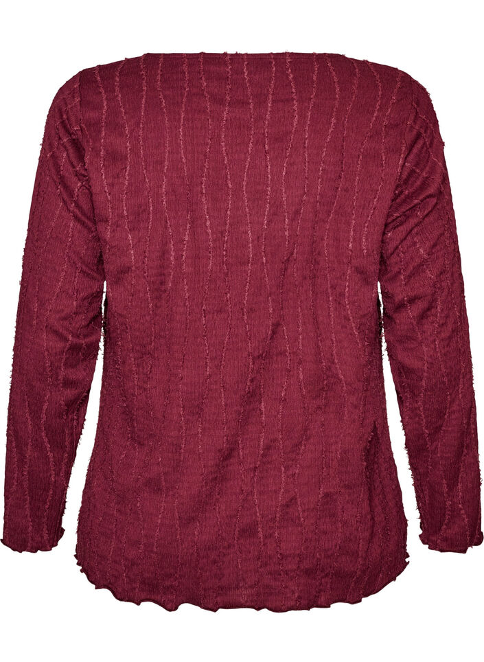 Bluse aus Jersey mit welliger Struktur, Rot, Packshot image number 1