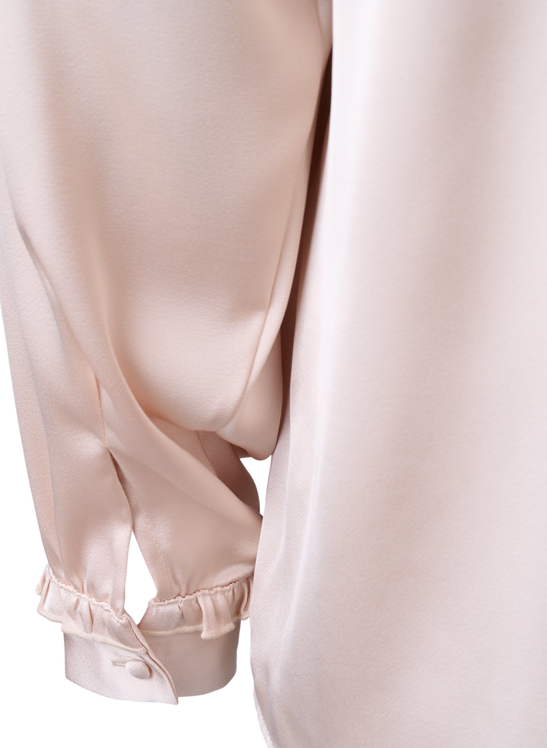 Zizzi  Hemdbluse aus Satin mit R&uuml;schen, Champagne, Packshot image number 3
