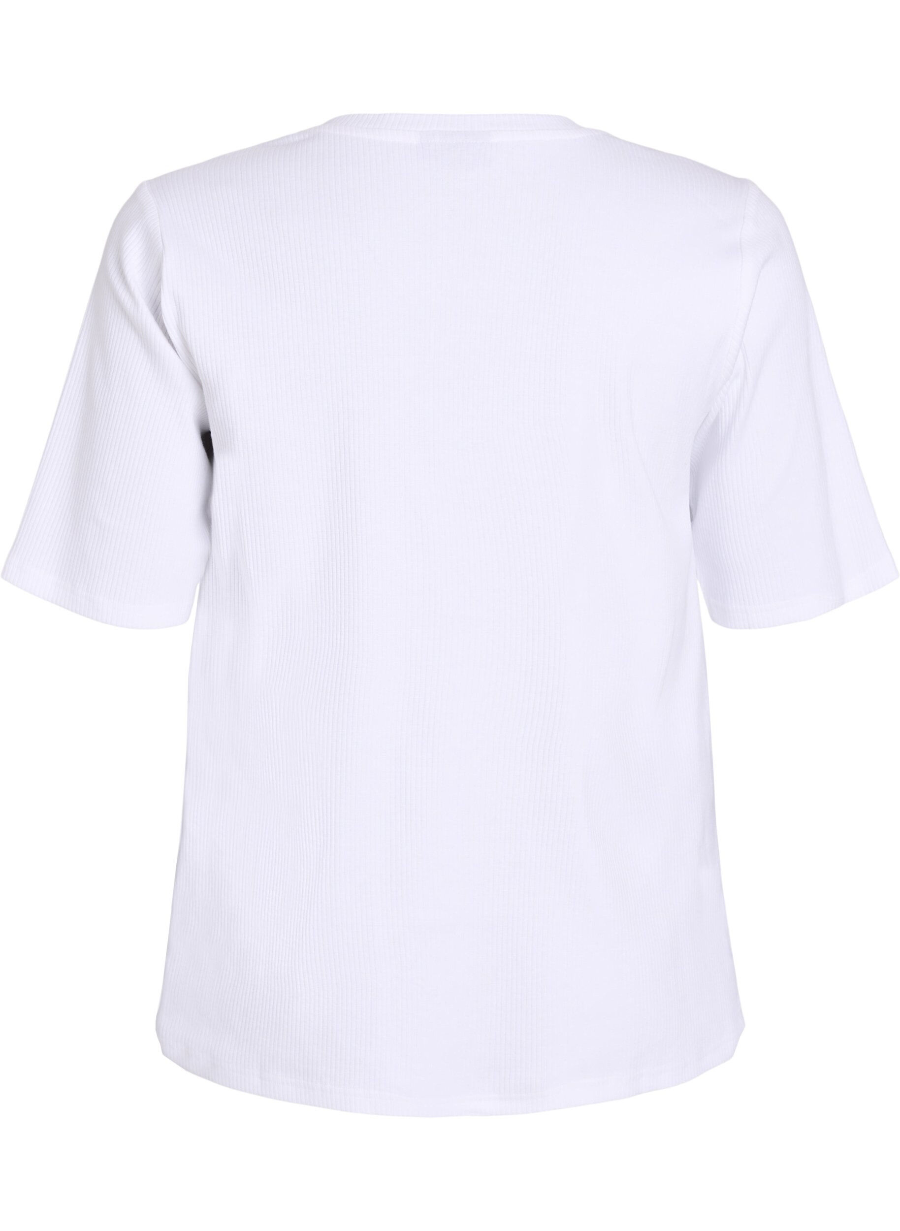 ZizziBluse aus geripptem Jersey mit kurzen &Auml;rmeln, Wei&szlig;, Packshot image number 1