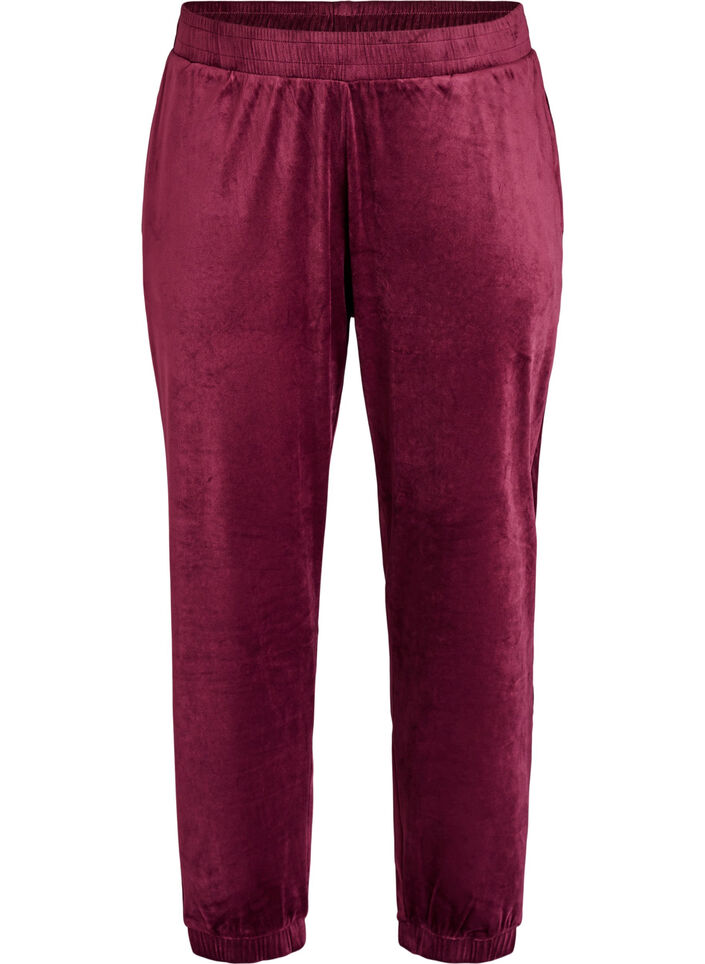 Lockere Samt-Hose, Dunkles Bordeaux, Packshot image number 0