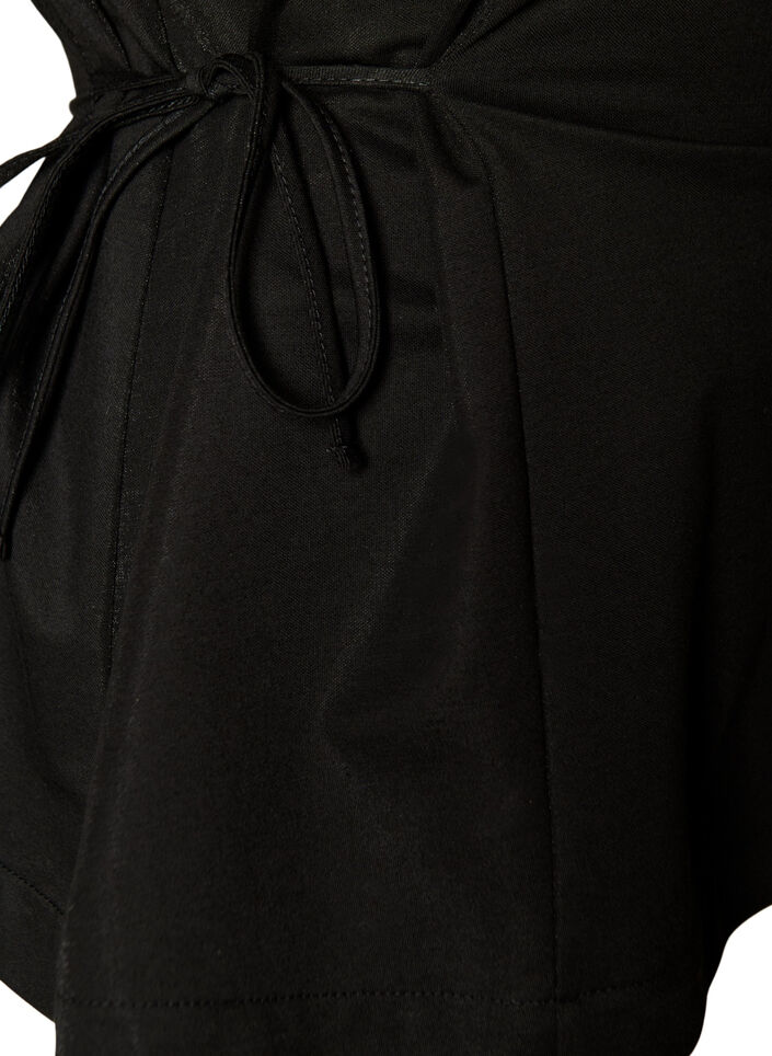 Bluse aus einer Baumwollmischung mit V-Ausschnitt und Bindeband, Schwarz, Packshot image number 3