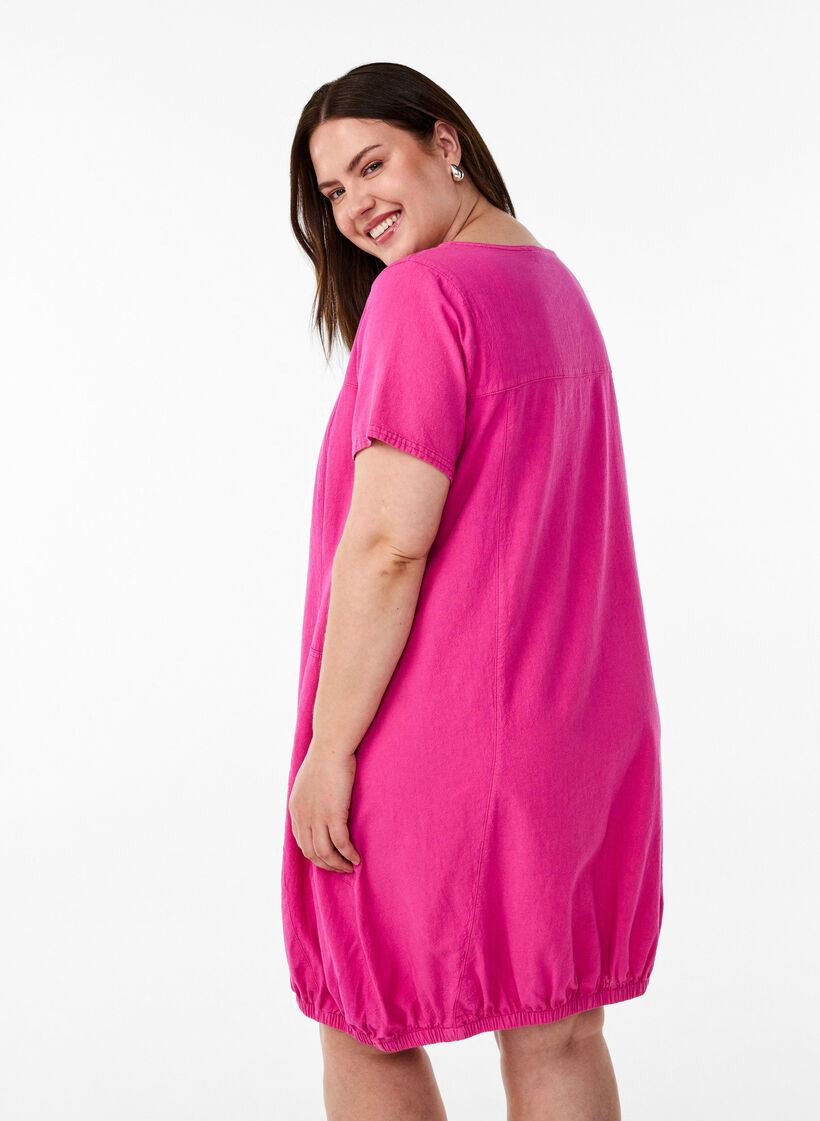 Kurzarm Kleid aus Baumwolle, Rot, Model image number 2