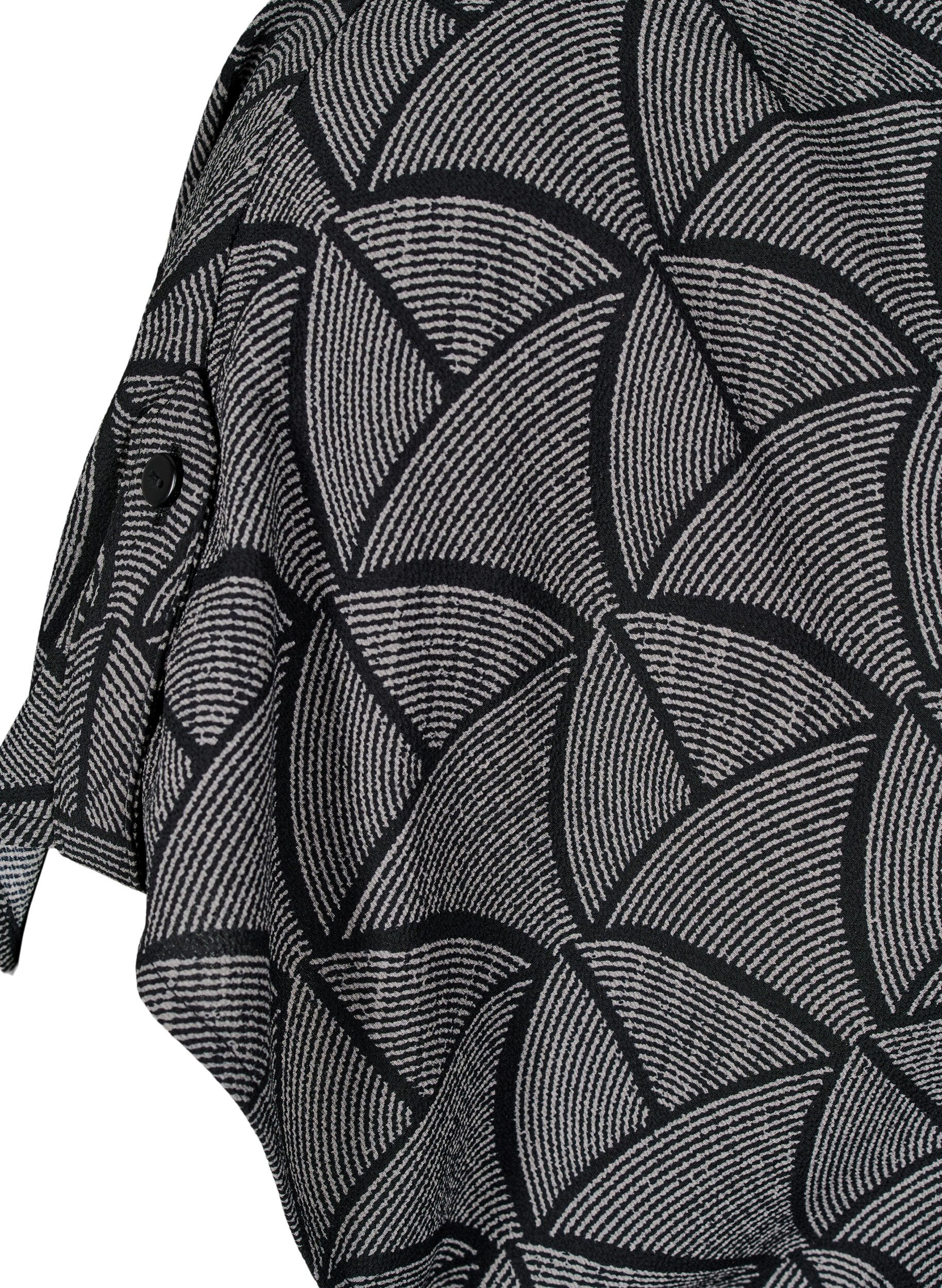 Zizzi Bluse mit kurzen &Auml;rmeln und Print, Black Grey Graphic , Packshot image number 4