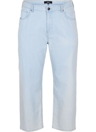 Straight Jeans mit Knöchellänge, Light Blue Stripe, Packshot image number 0