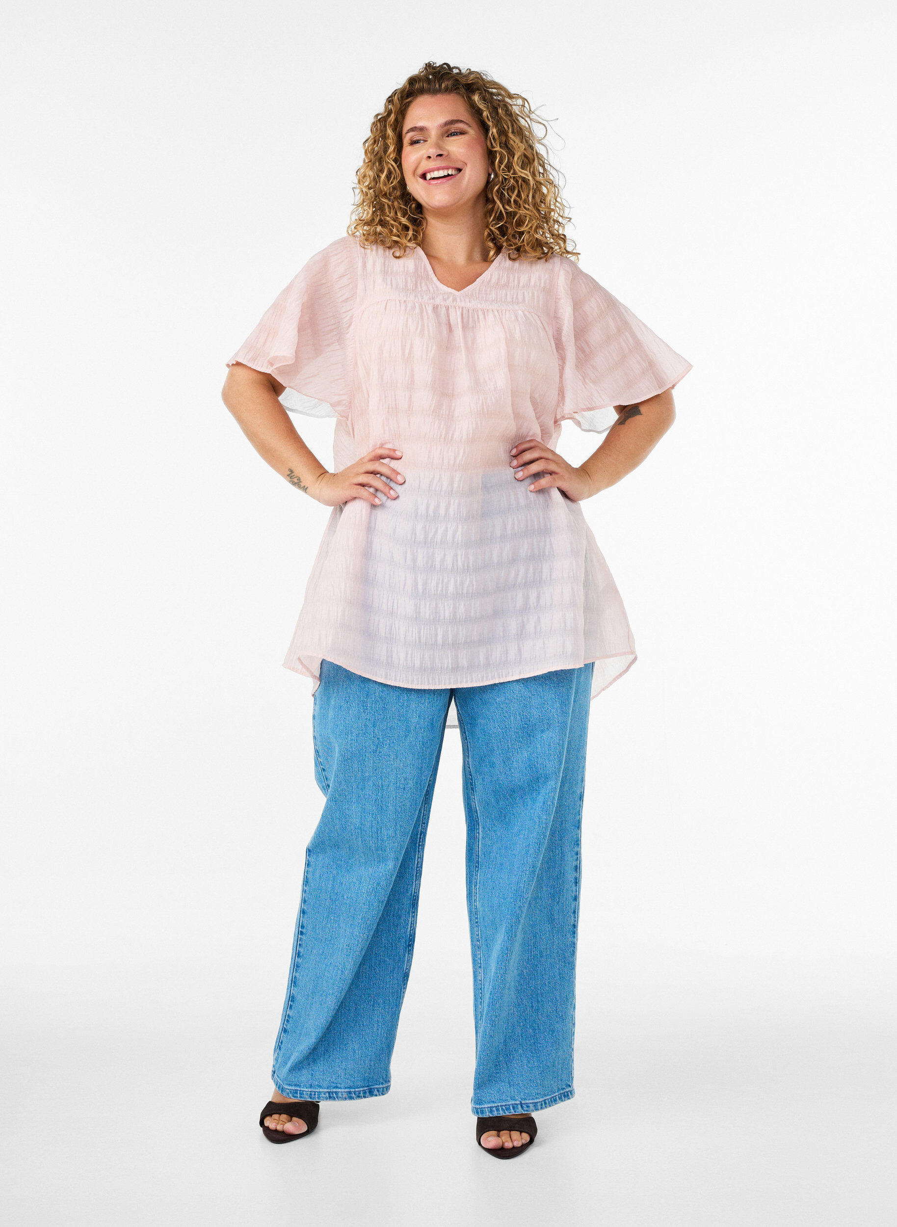 ZizziTunika aus Lyocell mit Flatter&auml;rmeln, Rot, Model image number 1