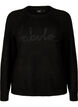 Strickpullover mit aufgesticktem Text, Black/Black, Packshot image number 0
