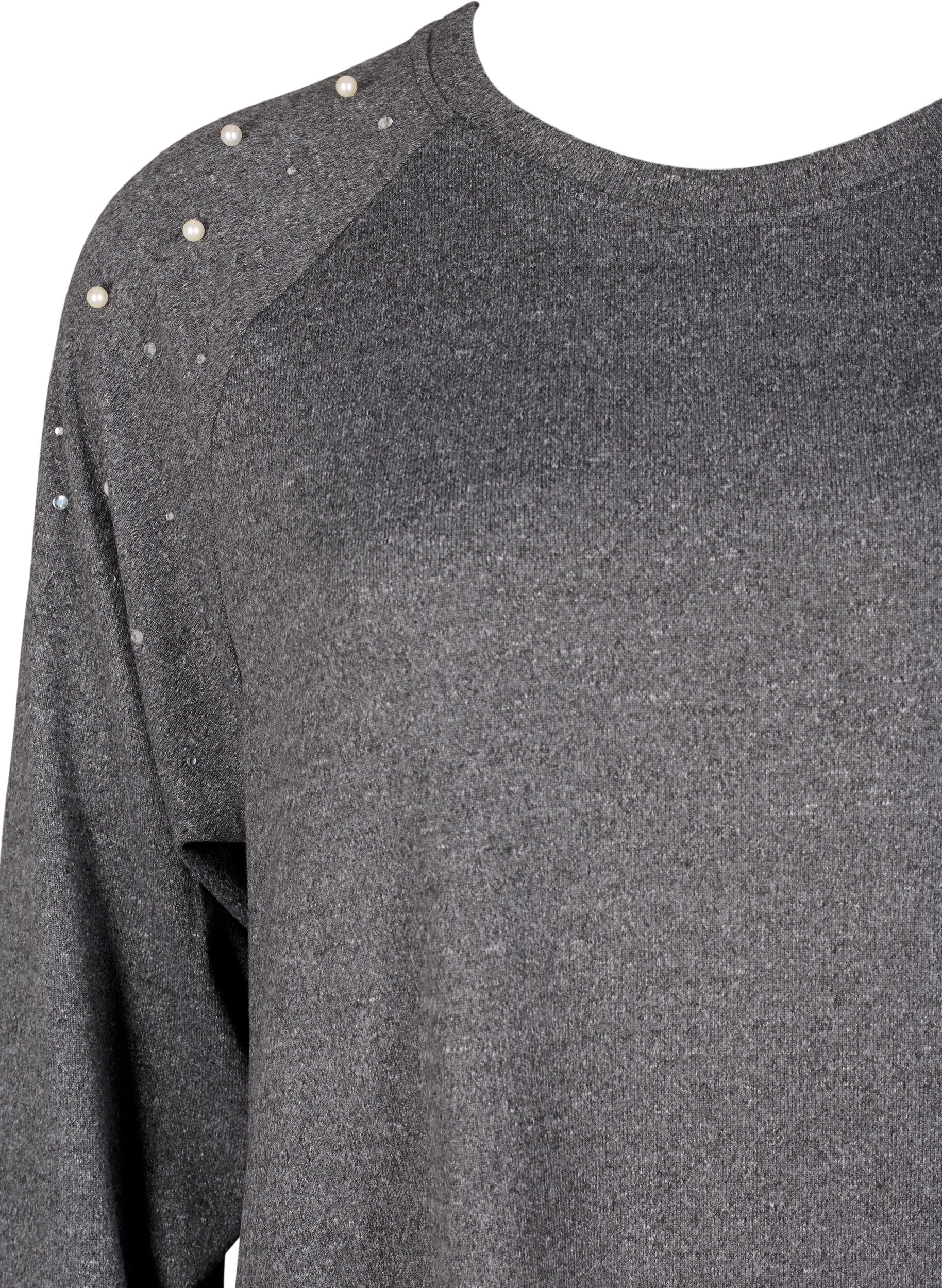 Zizzi Lang&auml;rmliges Kleid mit Perlen, Grau, Packshot image number 2