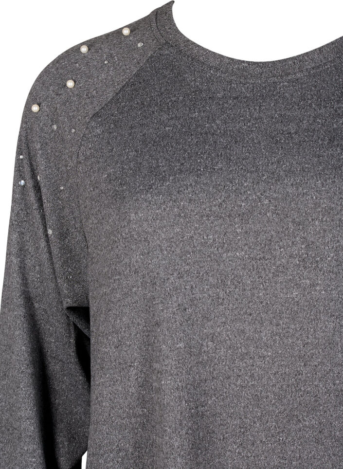 Langärmliges Kleid mit Perlen, Grau, Packshot image number 2