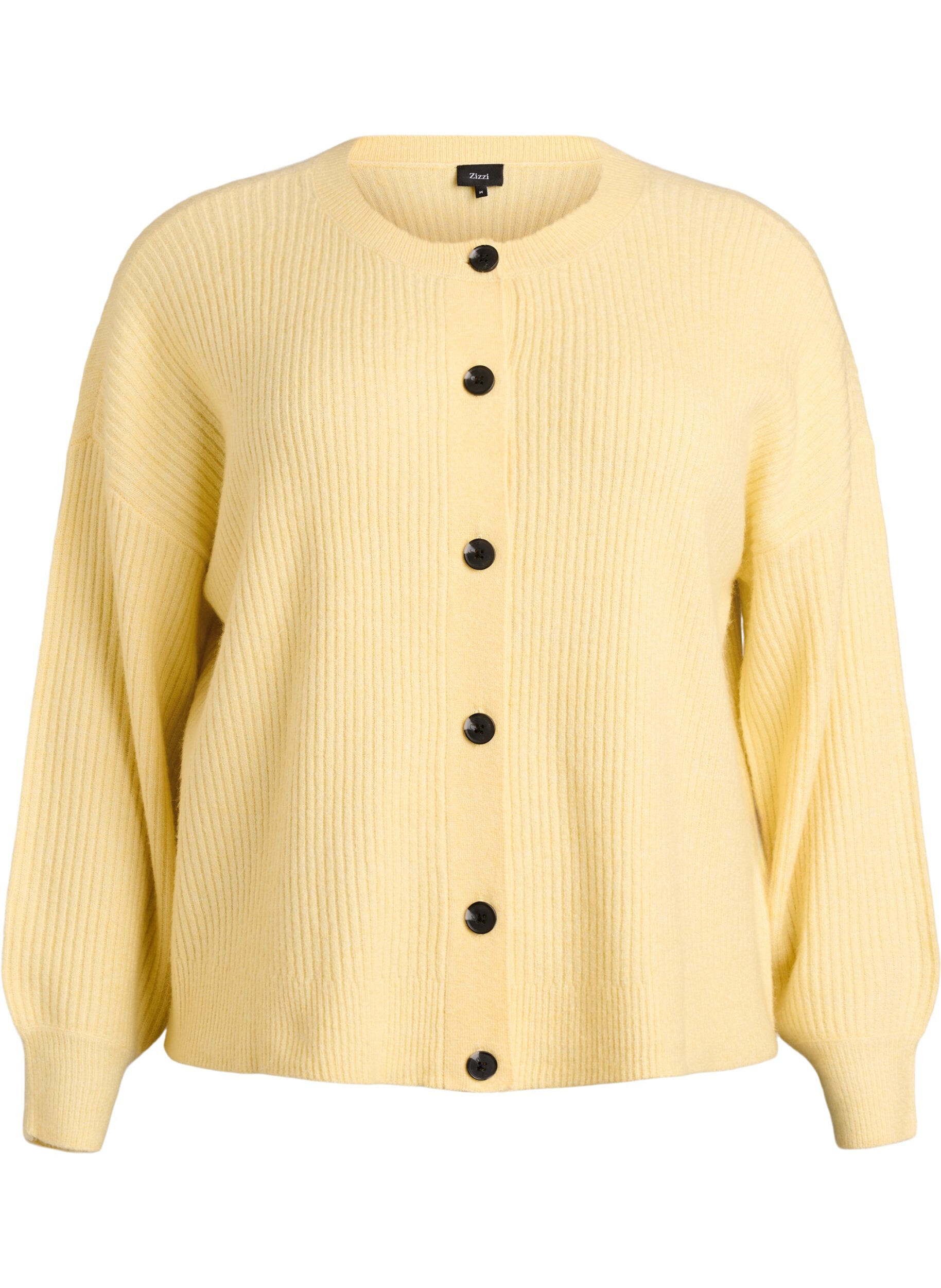 ZizziRippenstrick Strickjacke mit Kn&ouml;pfen, Gelb, Packshot image number 0