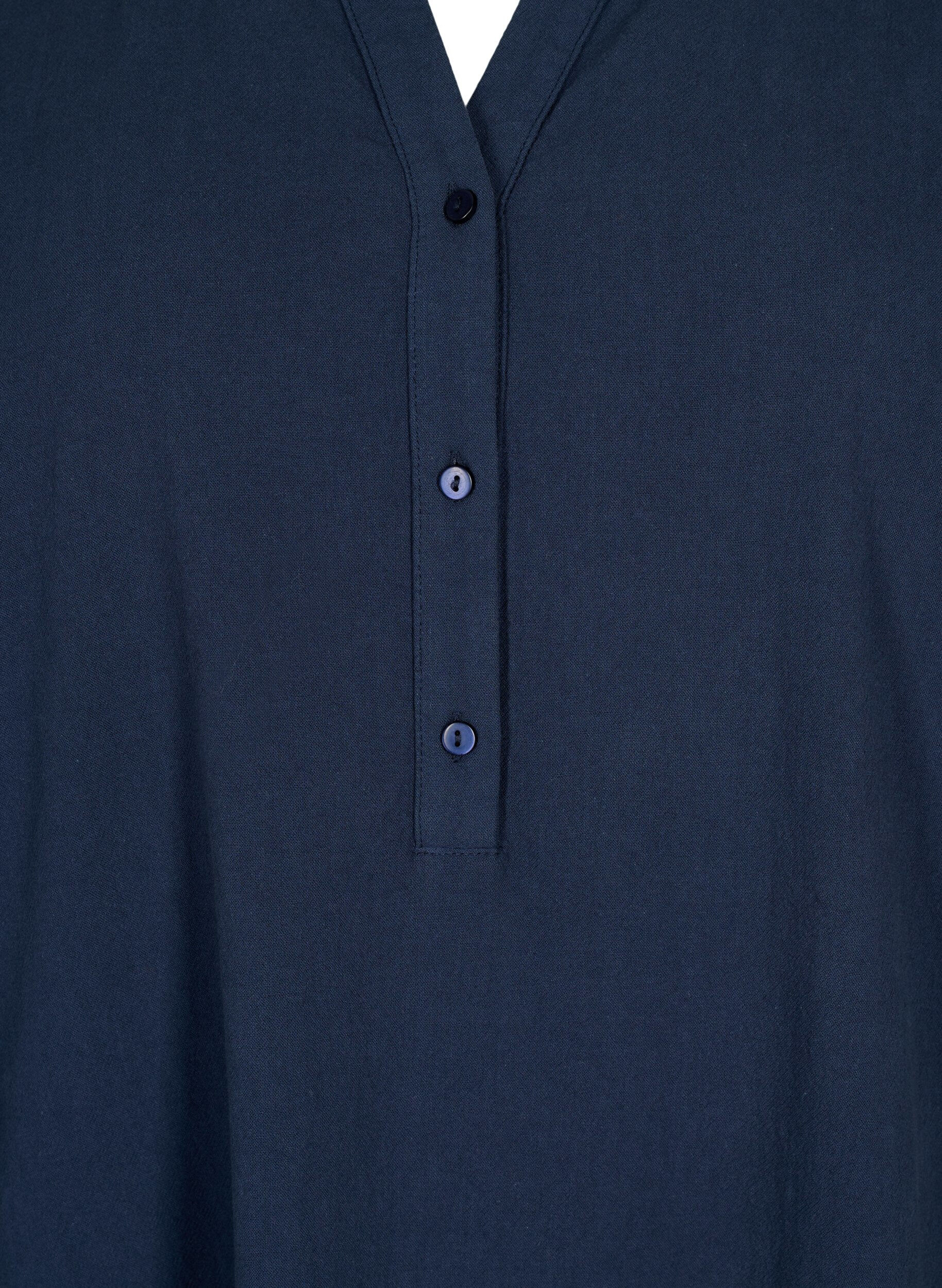 Zizzi FLASH - Kurz&auml;rmeliges Midikleid aus Baumwolle, Navy Blazer, Packshot image number 2