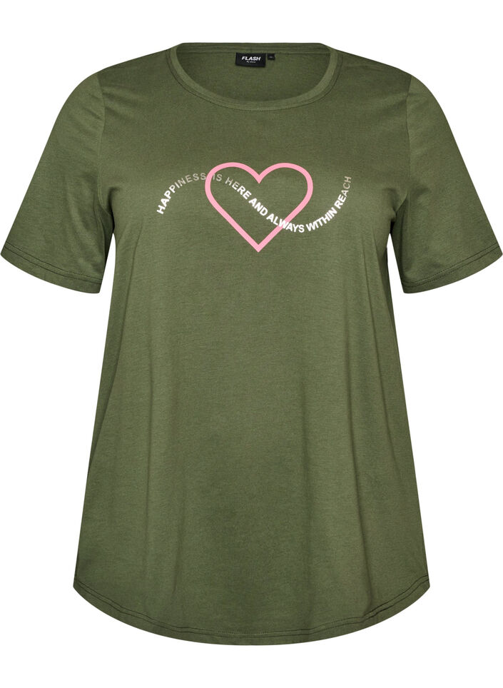 T-Shirt mit Print, Gr&uuml;n, Packshot image number 0
