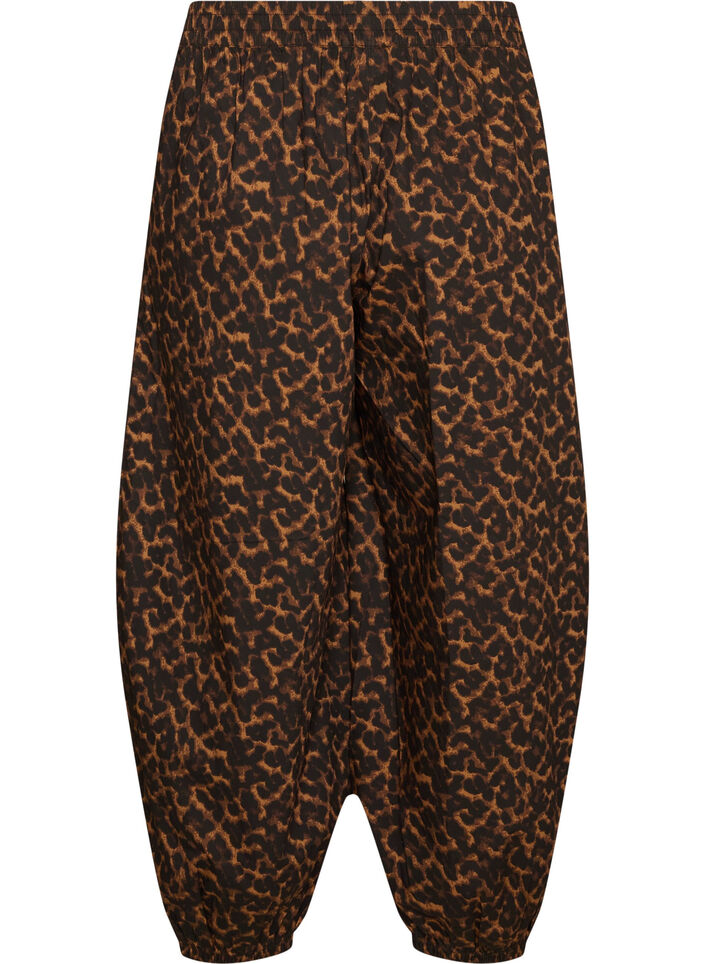 Ballonhose mit hoher Taille und Allover-Muster, Braun, Packshot image number 1