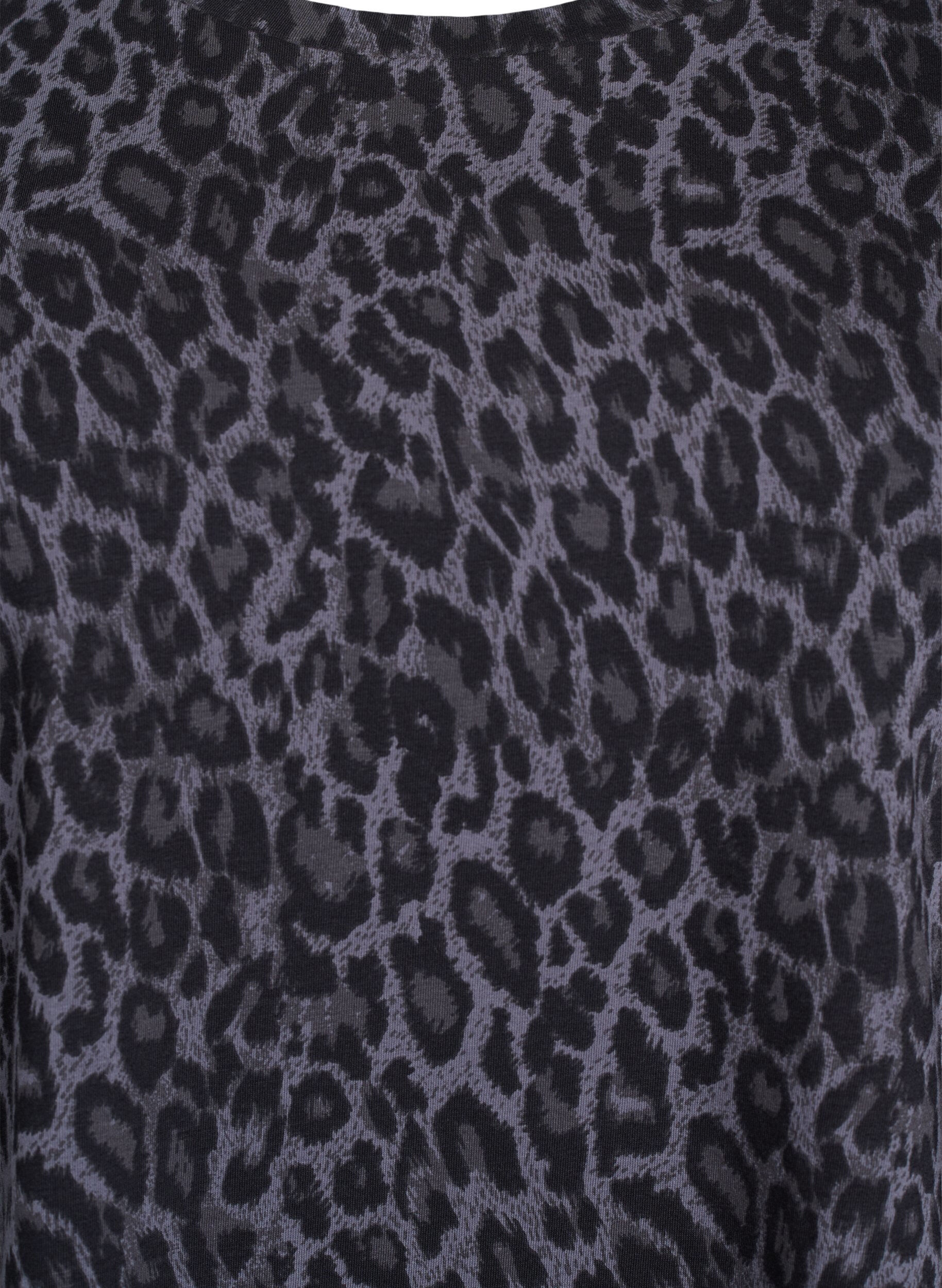 Zizzi T-Shirt mit Rundhalsausschnitt und Allover-Print, Grau, Packshot image number 2